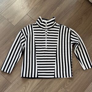 Talbots midnight blue striped quarter zip pullover sweatshirt / sweater size Lp